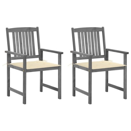 Chaises de jardin et coussins lot de 2 Gris Bois acacia massif 647782647782