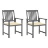 Chaises de jardin et coussins lot de 2 Gris Bois acacia massif 647782647782