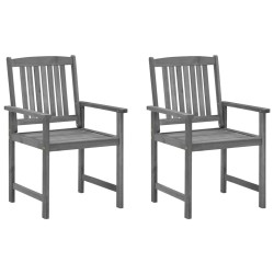 Chaises de jardin et coussins lot de 2 Gris Bois acacia massif 647782647782