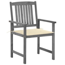 Chaises de jardin et coussins lot de 2 Gris Bois acacia massif 647782647782