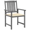 Chaises de jardin et coussins lot de 2 Gris Bois acacia massif 647782647782