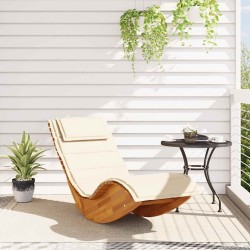 Chaise longue à bascule avec coussin en bois d'acacia massif 647784647784