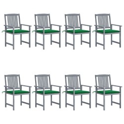 Chaises de jardin et coussins lot de 8 Bois acacia solide Gris 647787647787