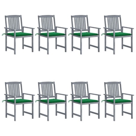 Chaises de jardin et coussins lot de 8 Bois acacia solide Gris 647787647787