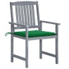 Chaises de jardin et coussins lot de 8 Bois acacia solide Gris 647787647787