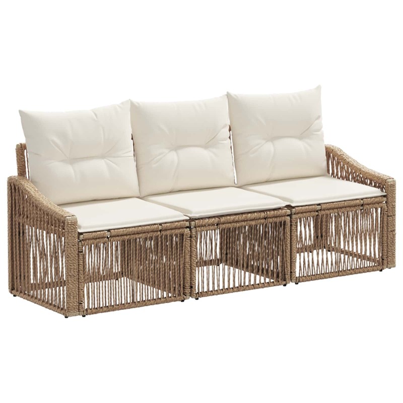 Ensemble de canapé de jardin 3 pcs Beige polyrotin 647788647788