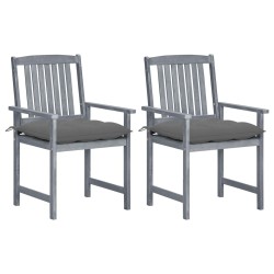 Chaises de jardin et coussins lot de 2 Gris Bois acacia massif 647791647791