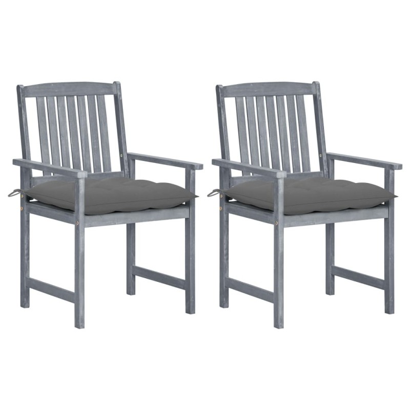 Chaises de jardin et coussins lot de 2 Gris Bois acacia massif 647791647791