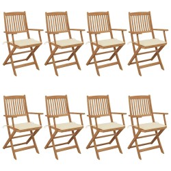 Chaises pliables de jardin lot de 8 avec coussins Bois d'acacia 647792647792