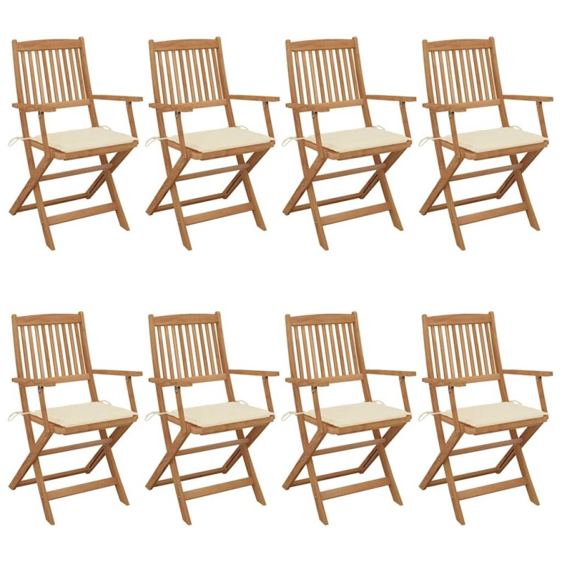 Chaises pliables de jardin lot de 8 avec coussins Bois d'acacia 647792647792