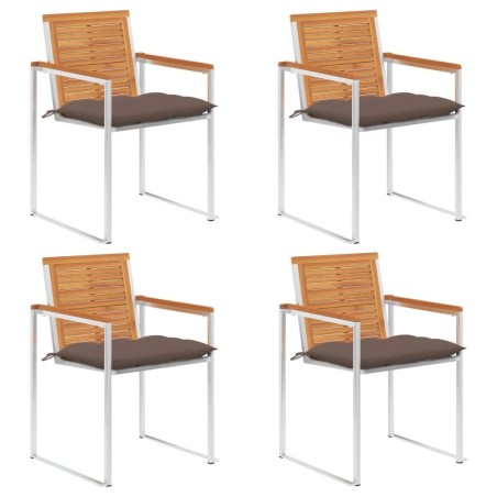 Chaises de jardin lot de 4 avec coussins Bois d'acacia massif 647793647793