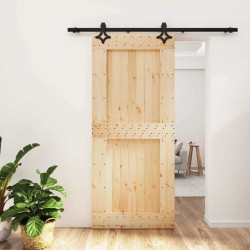 Porte coulissante Naturel et noir 90 x 210 cm 647795647795