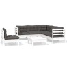 Salon de jardin 6 pcs avec coussins blanc bois de pin 647806647806