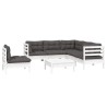 Salon de jardin 6 pcs avec coussins blanc bois de pin 647806647806