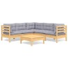 Salon de jardin 6 pcs avec coussins gris Bois de pin massif 647814647814