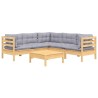 Salon de jardin 6 pcs avec coussins gris Bois de pin massif 647814647814
