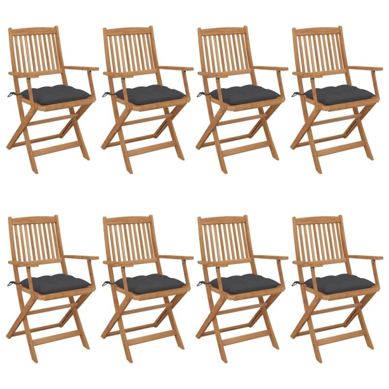 Chaises pliables de jardin lot de 8 avec coussins Bois d'acacia 647818647818