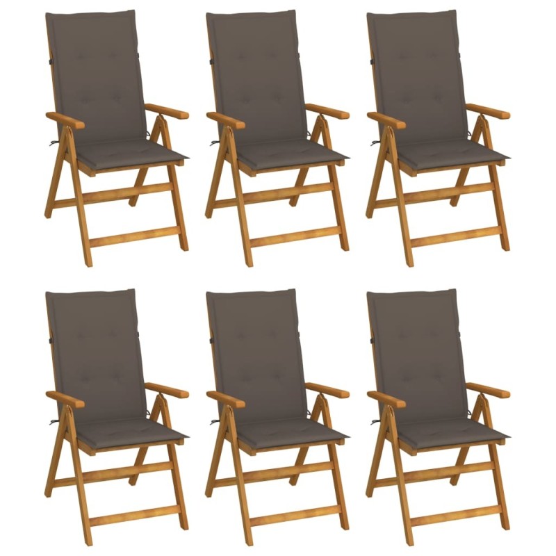 Chaises pliables de jardin lot de 6 avec coussins Bois d'acacia 647821647821