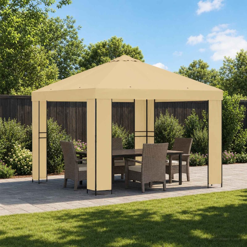 Pavillon 3 x 3 m Crème Polyester et Acier 190 gsm 647825647825