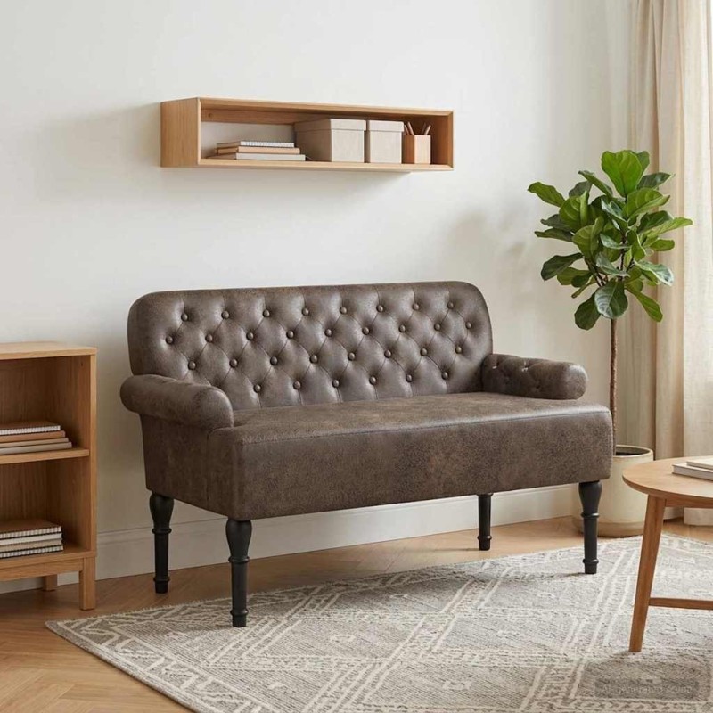 Canapé love seat avec capitonnage en boutons Gris foncé 647836647836