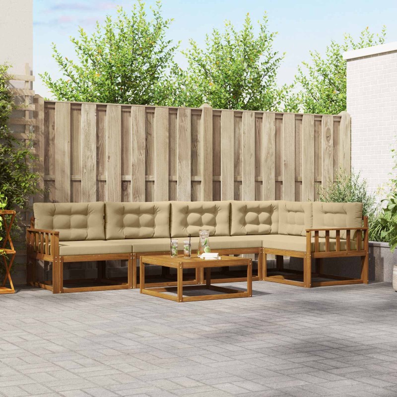 Ensemble de canapés d'extérieur 6 pcs Naturel et Beige 647838647838