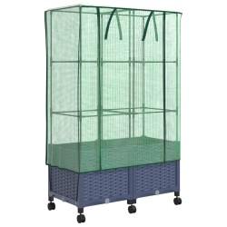 Jardinière de jardin avec couverture de serre et roues 2 pc PP 647841647841