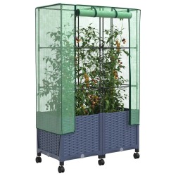 Jardinière de jardin avec couverture de serre et roues 2 pc PP 647841647841