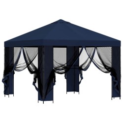 Abri de jardin avec parois 3 x 3 m Bleu Polyester et Acier 647846647846