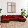 Salon de jardin 6 pcs avec coussins Résine tressée Marron 647854647854