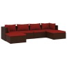 Salon de jardin 6 pcs avec coussins Résine tressée Marron 647854647854