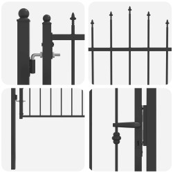 Porte de Clôture HORST 100 x 125 cm métal Noir Verrouillable 647874647874