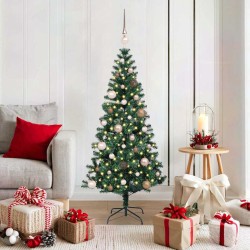 Sapin de Noël artificiel pré-éclairé Vert 150 cm PVC et métal 647889647889