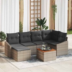 Ensemble de canapé de jardin avec stockage 7 pcs Gris polyrotin 647903647903