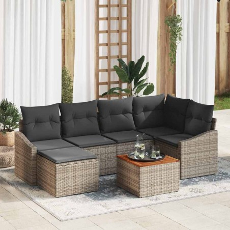 Ensemble de canapé de jardin avec stockage 7 pcs Gris polyrotin 647903647903