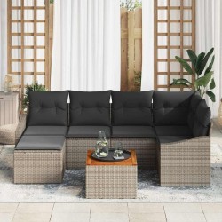 Ensemble de canapé de jardin avec stockage 7 pcs Gris polyrotin 647903647903