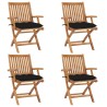 Chaises pliables de jardin avec coussins lot de 4 Teck solide 647919647919