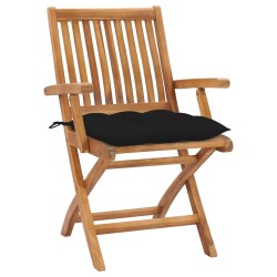 Chaises pliables de jardin avec coussins lot de 4 Teck solide 647919647919