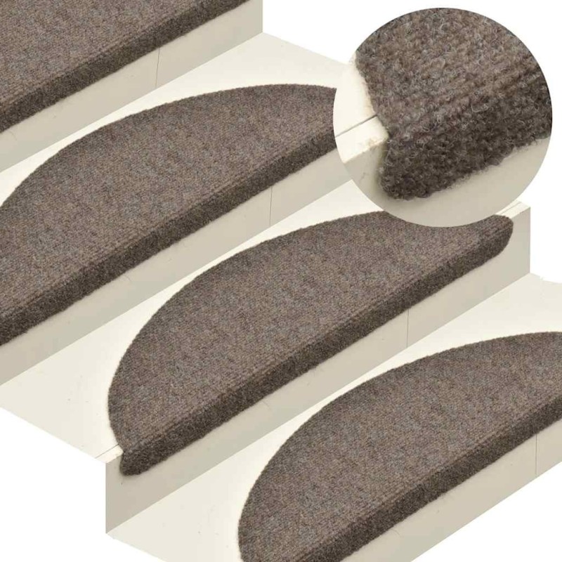 Tapis d'escalier auto-adhésifs 10 pièces 65 x 21 x 4 cm Beige Demi-rond Grand 647921647921