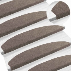 Tapis d'escalier auto-adhésifs 15 pcs Café 80 x 24,5 x 3,5 cm 647926647926