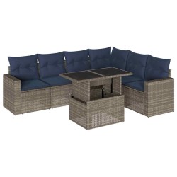 Ensemble de canapé de jardin 7 pcs avec coussins gris résine tressée 647928647928