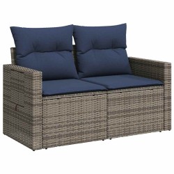 Ensemble de canapé de jardin 7 pcs avec coussins gris résine tressée 647928647928