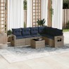Ensemble de canapé de jardin 7 pcs avec coussins gris résine tressée 647937647937