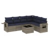Ensemble de canapé de jardin 7 pcs avec coussins gris résine tressée 647937647937