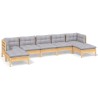 Salon de jardin 7 pcs avec coussins gris bois de pin 647944647944