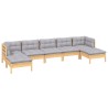 Salon de jardin 7 pcs avec coussins gris bois de pin 647944647944