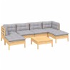 Salon de jardin 7 pcs avec coussins gris bois de pin 647946647946