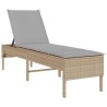 Transat avec coussin beige 55x200x44cm résine tressée 647952647952