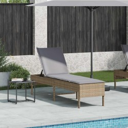 Transat avec coussin beige 55x200x44cm résine tressée 647952647952