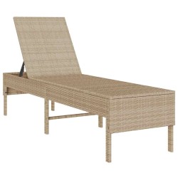 Transat avec coussin beige 55x200x44cm résine tressée 647952647952