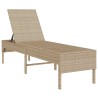 Transat avec coussin beige 55x200x44cm résine tressée 647952647952